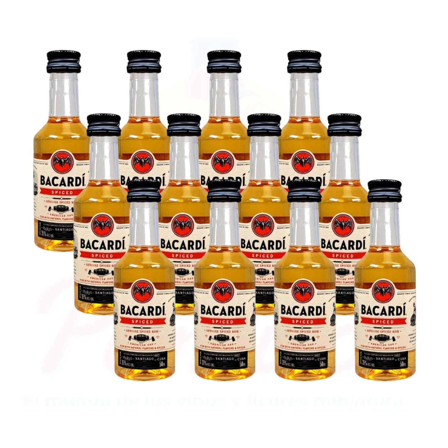 (12 piezas) Mini Ron Bacardi Spiced 50 ml.