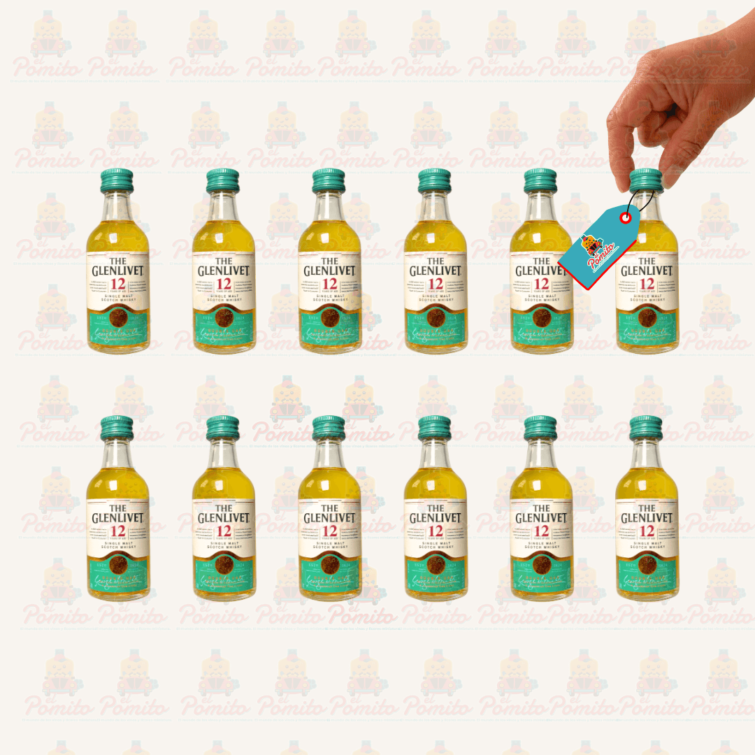 (12 Piezas) Mini Whisky The Glenlivet 12, 50 ml.