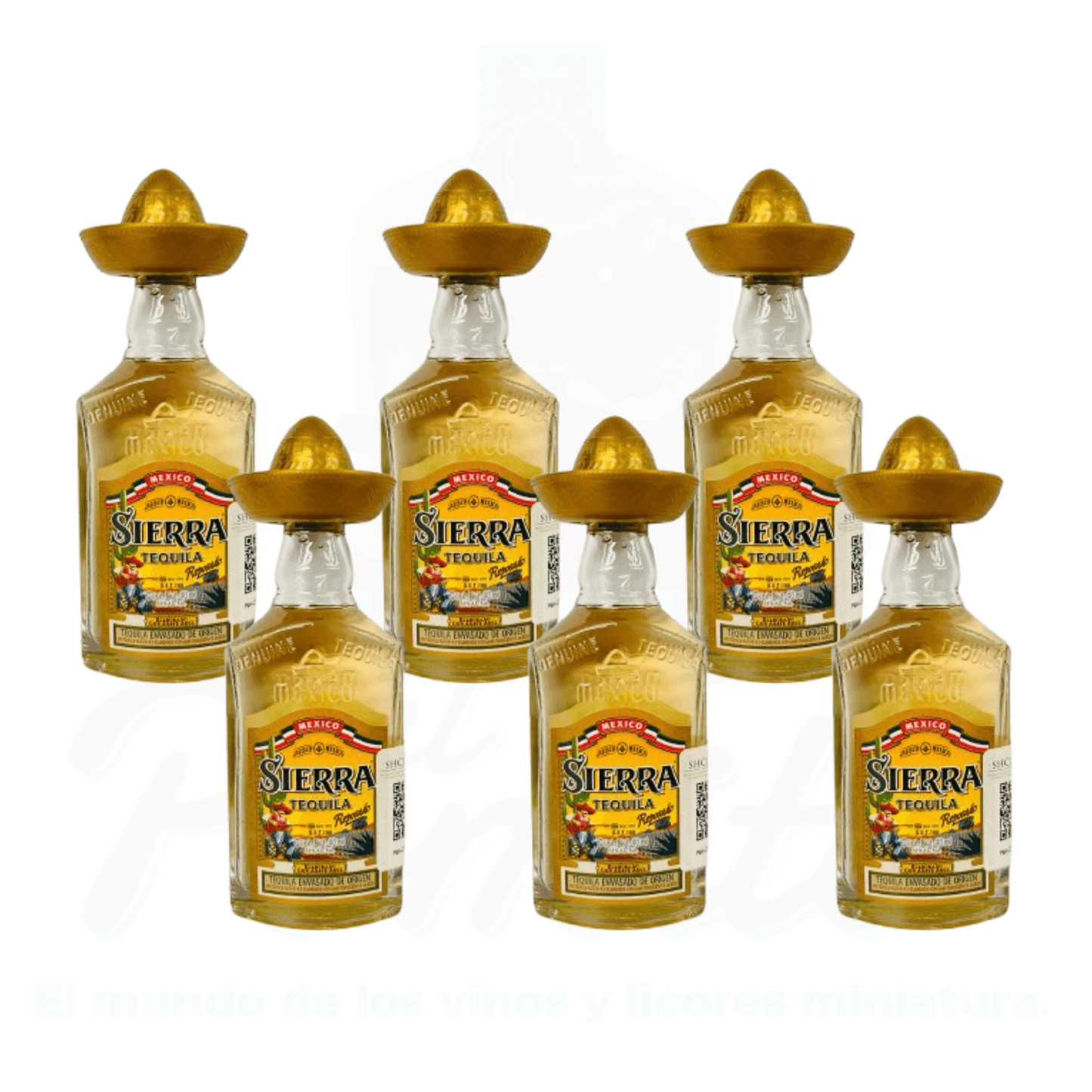 (6 Piezas) Mini Tequila Sierra Reposado 40ml.