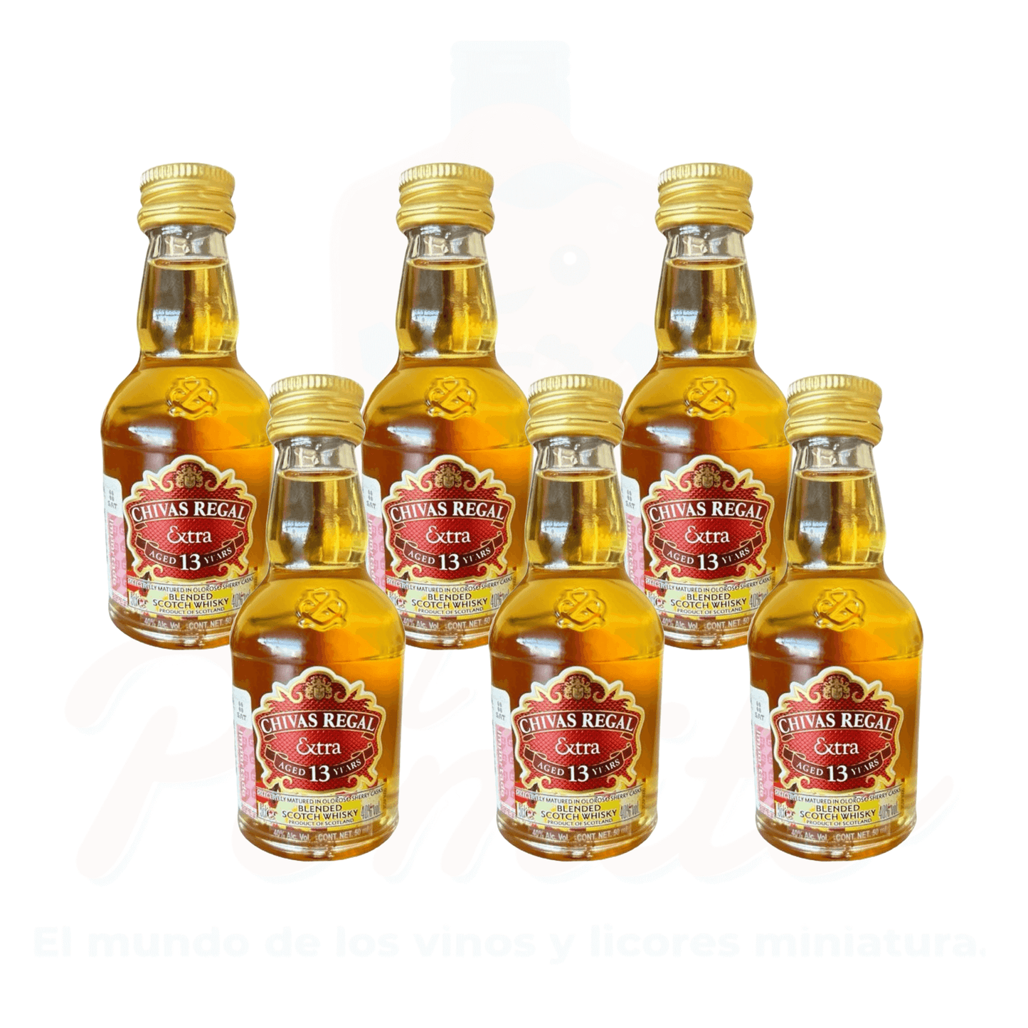 (6 Piezas) Mini Whisky Chivas 13 50ml. Terminado en Barricas de Jerez.