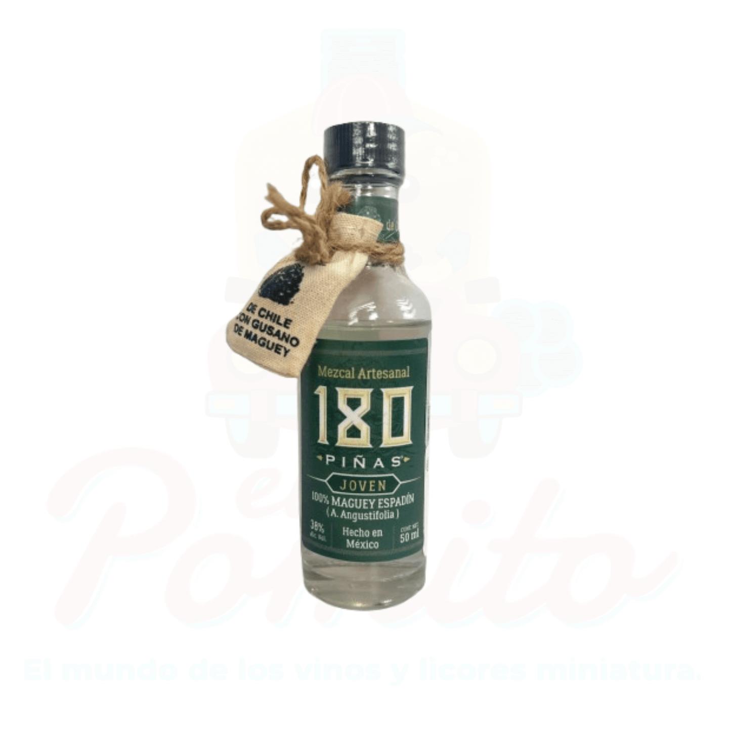 Mini Mezcal Artesanal 180 Piñas Joven 50ml.