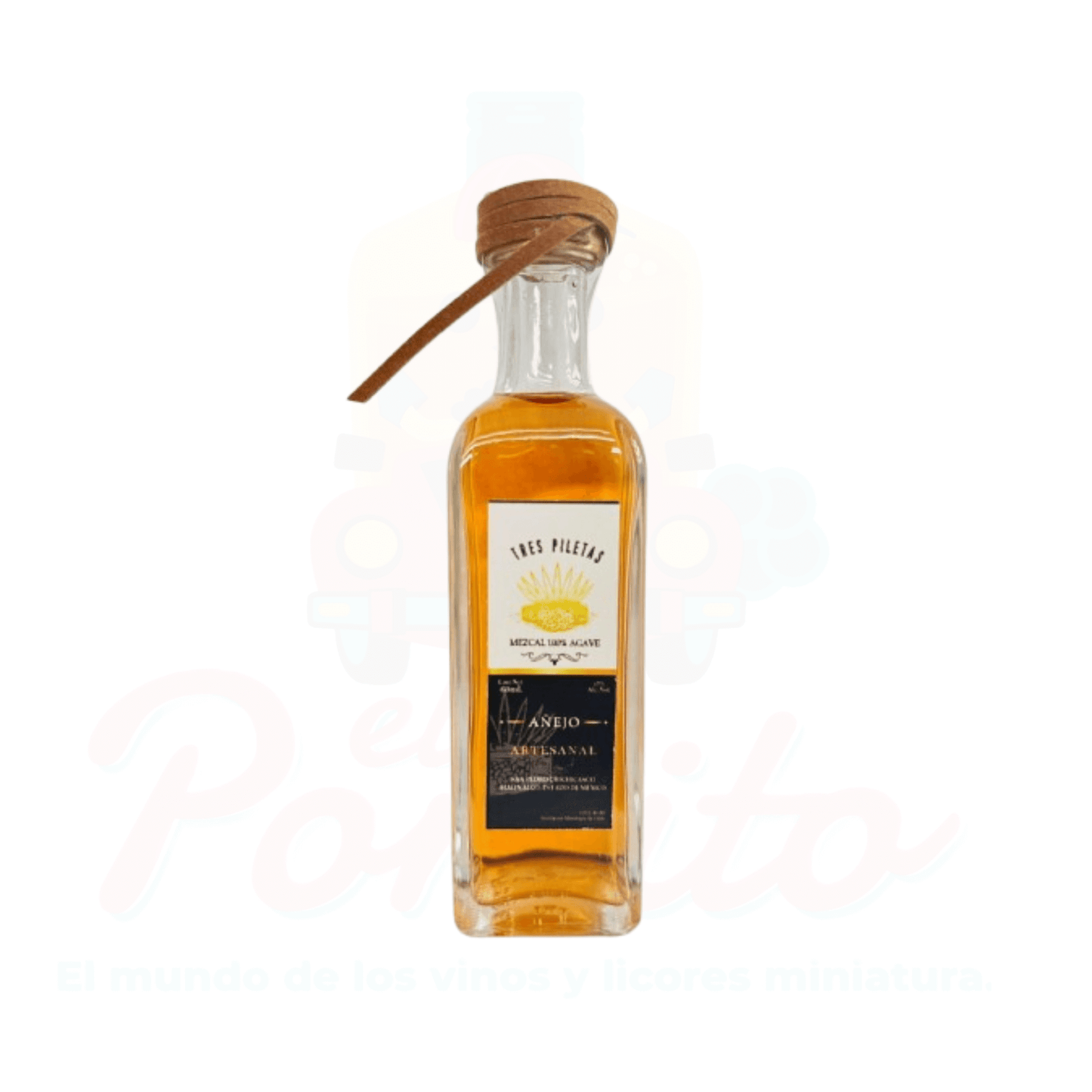 Mini Mezcal Artesanal Tres Piletas Añejo 60 ml.