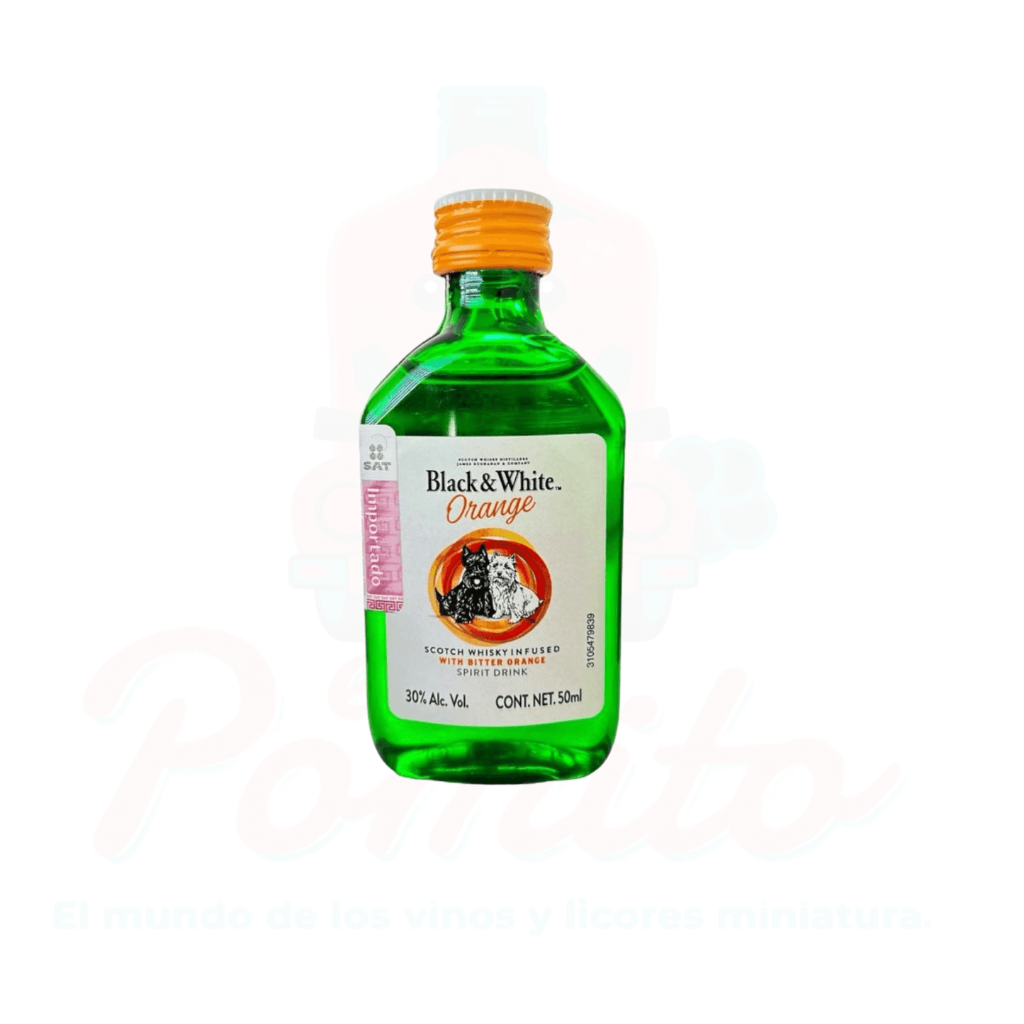 Mini Whisky Black & White Orange 50 ml.