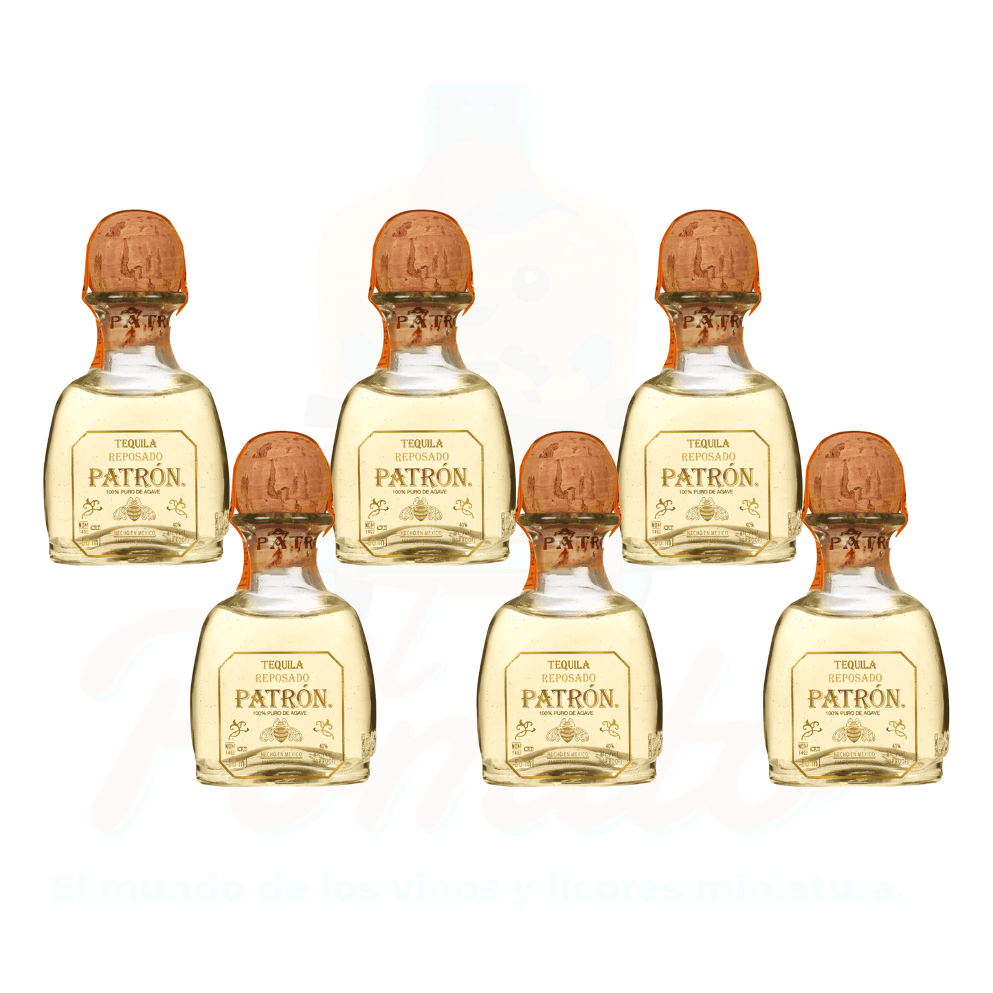 (6 Piezas) Mini Tequila Patrón Reposado 50 ml.