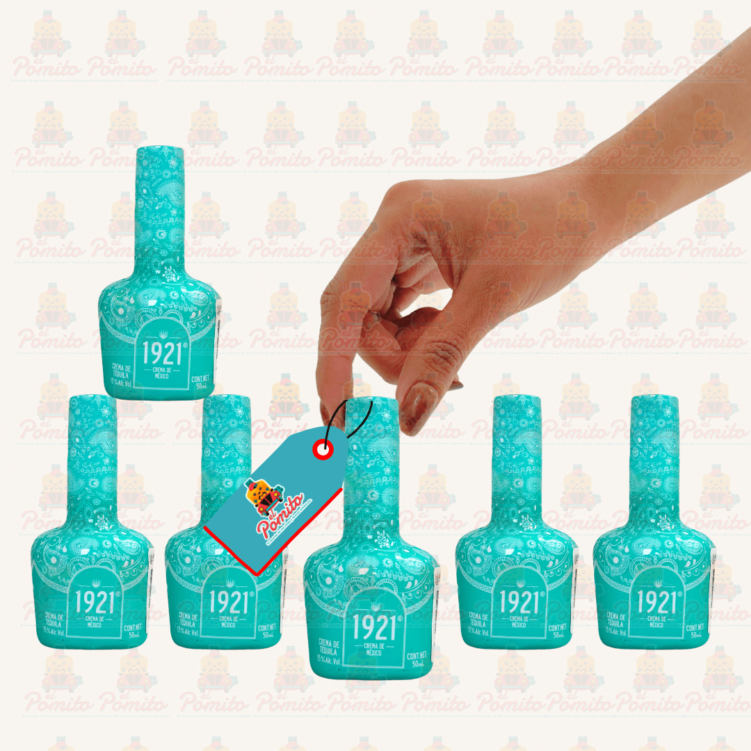(6 Piezas) Mini Crema de Tequila 1921 Verde 50ml.