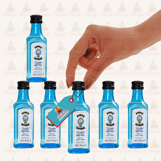 (6 Piezas) Mini Ginebra Bombay Sapphire 50 ml.
