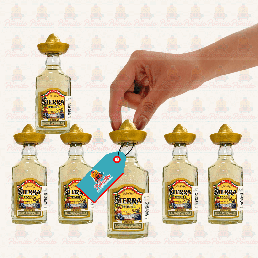 (6 Piezas) Mini Tequila Sierra Reposado 40ml.