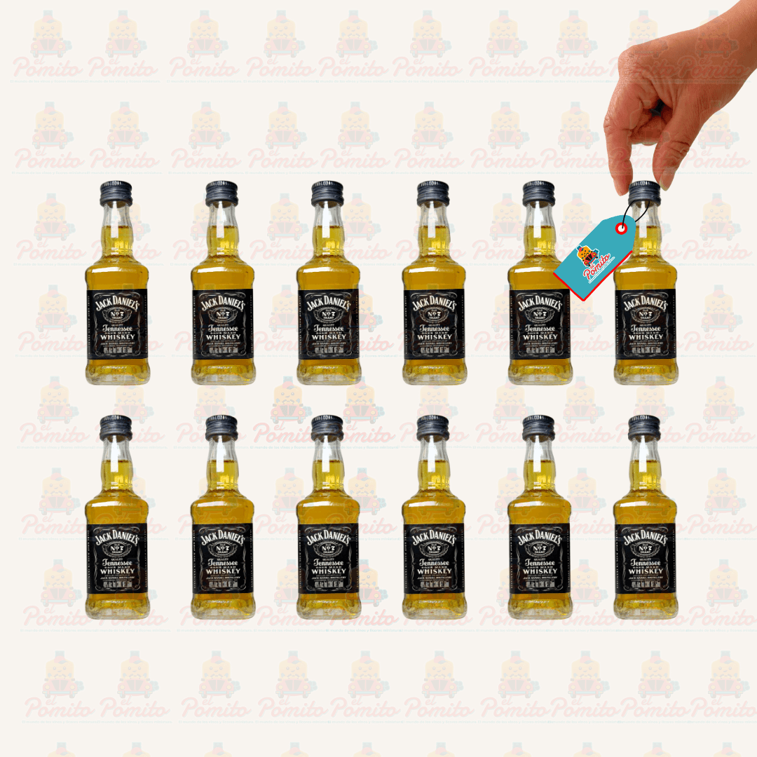 (12 piezas) Mini Whisky Jack Daniels Tennesee 50 ml. Vidrio.