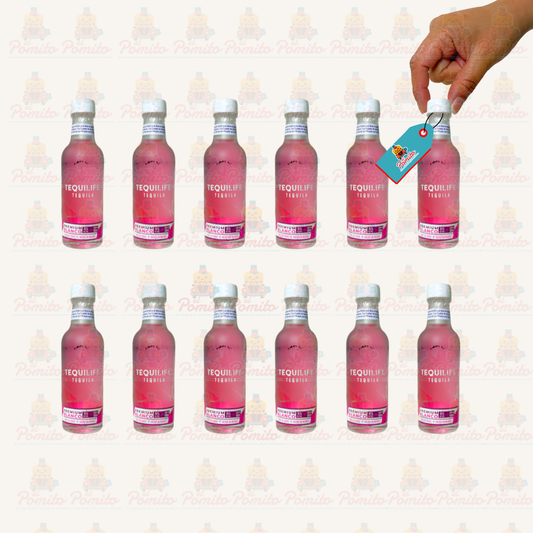 (12 Piezas) Mini Tequila Tequilife Blanco/Rosa 50 ml.