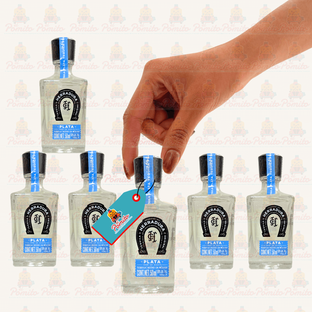 (6 Piezas) Mini Tequila Herradura plata 50 ml.