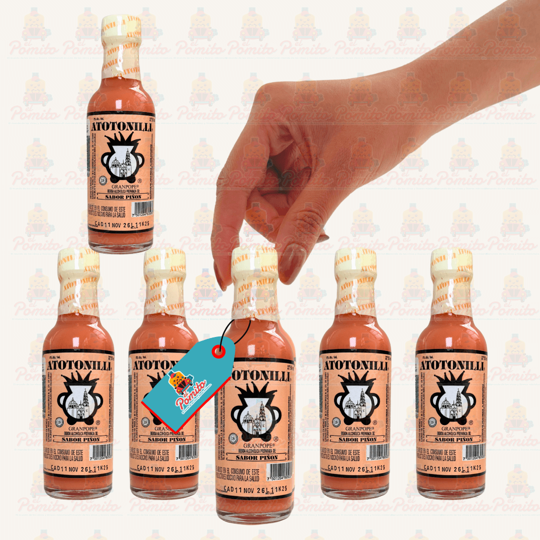 (6 Piezas) Mini Rompope Atotonilli Sabor Piñon 50 ml.