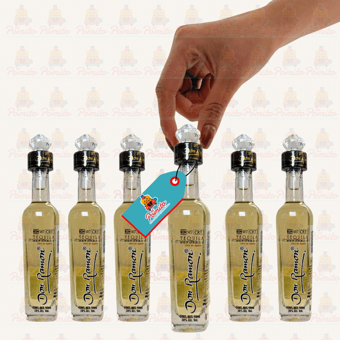 (6 Piezas) Mini Tequila Don Ramón Flauta Reposado 50 ml.