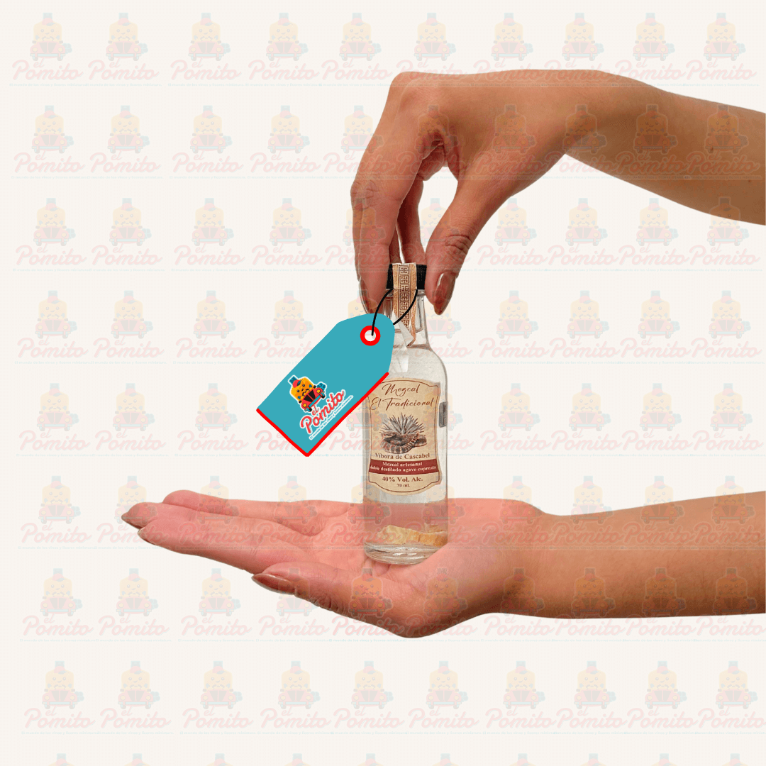 Mini Mezcal El Tradicional Víbora de Cascabel 50ml.