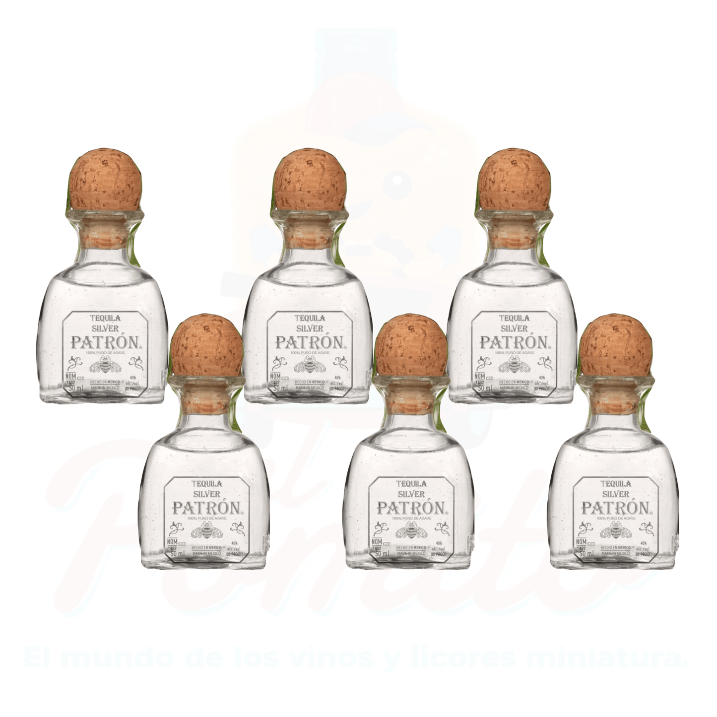 (6 Piezas) Mini Tequila Patrón Silver 50 ml.