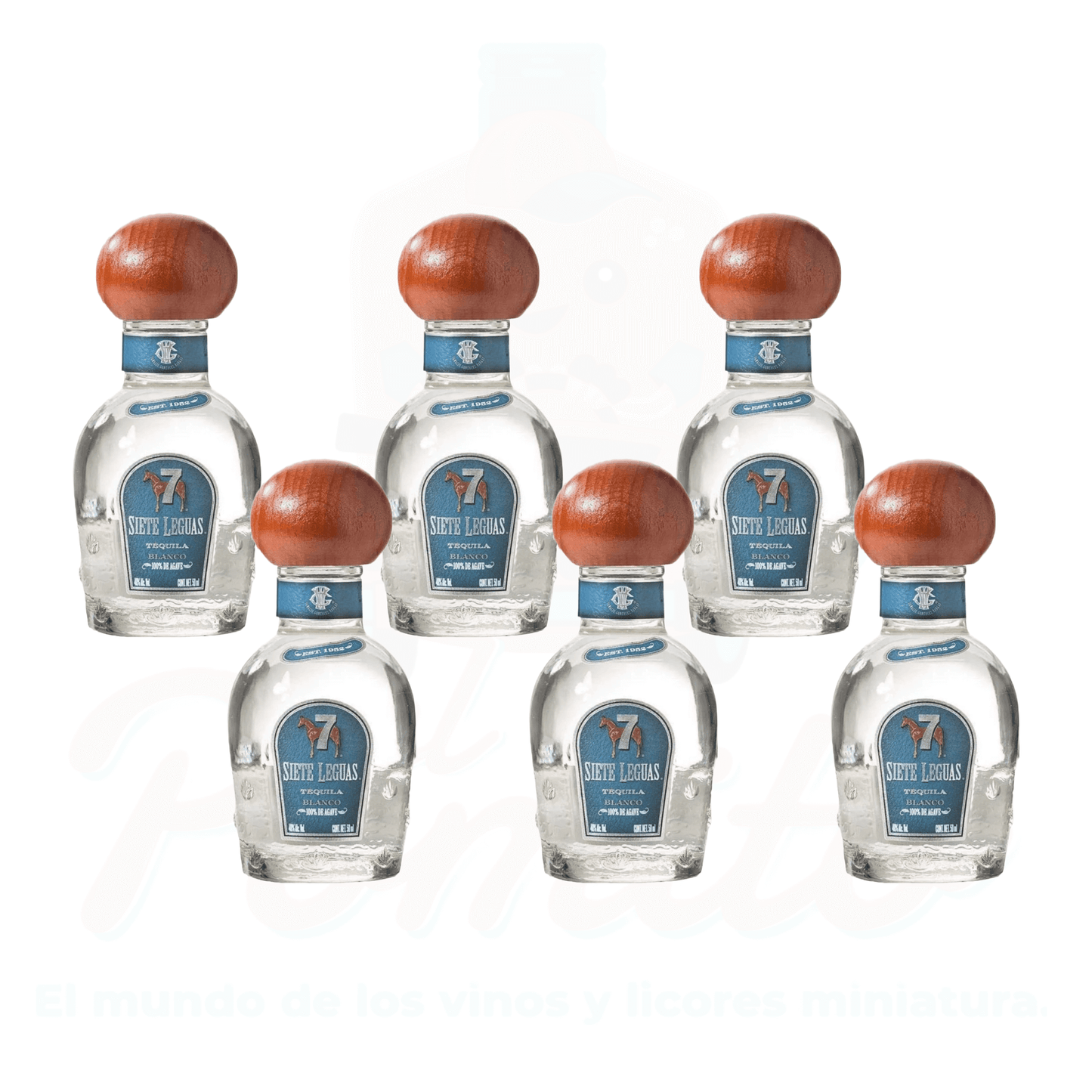 (6 Piezas) Mini Tequila Siete Leguas Blanco 50 ml.