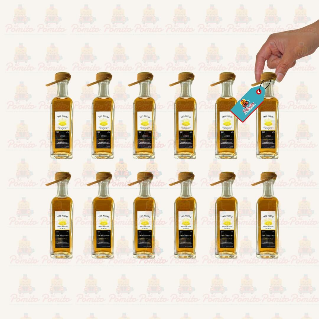 (12 Piezas) Mini Mezcal Artesanal Tres Piletas Añejo 60 ml.