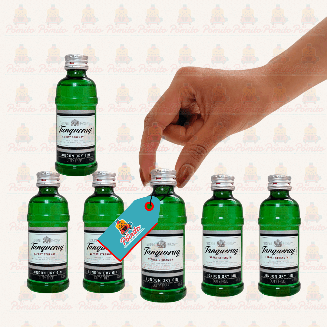 (6 Piezas) Mini Ginebra Tanqueray 50 ml.