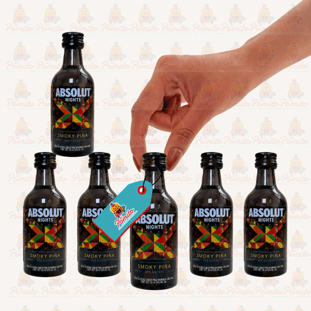 (6 Piezas) Mini Vodka Absolut Nights Smoky Piña 50 ml.