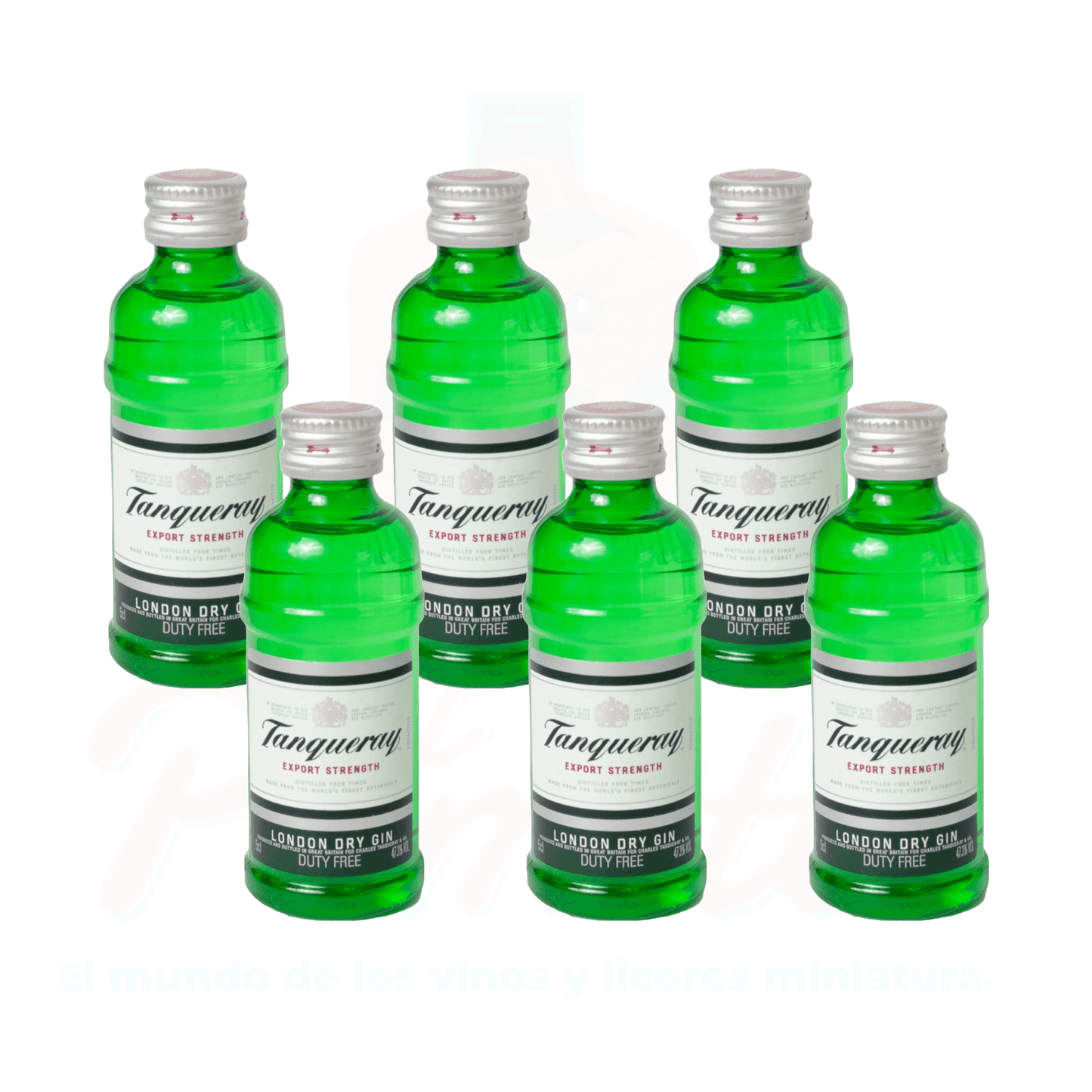 (6 Piezas) Mini Ginebra Tanqueray 50 ml.